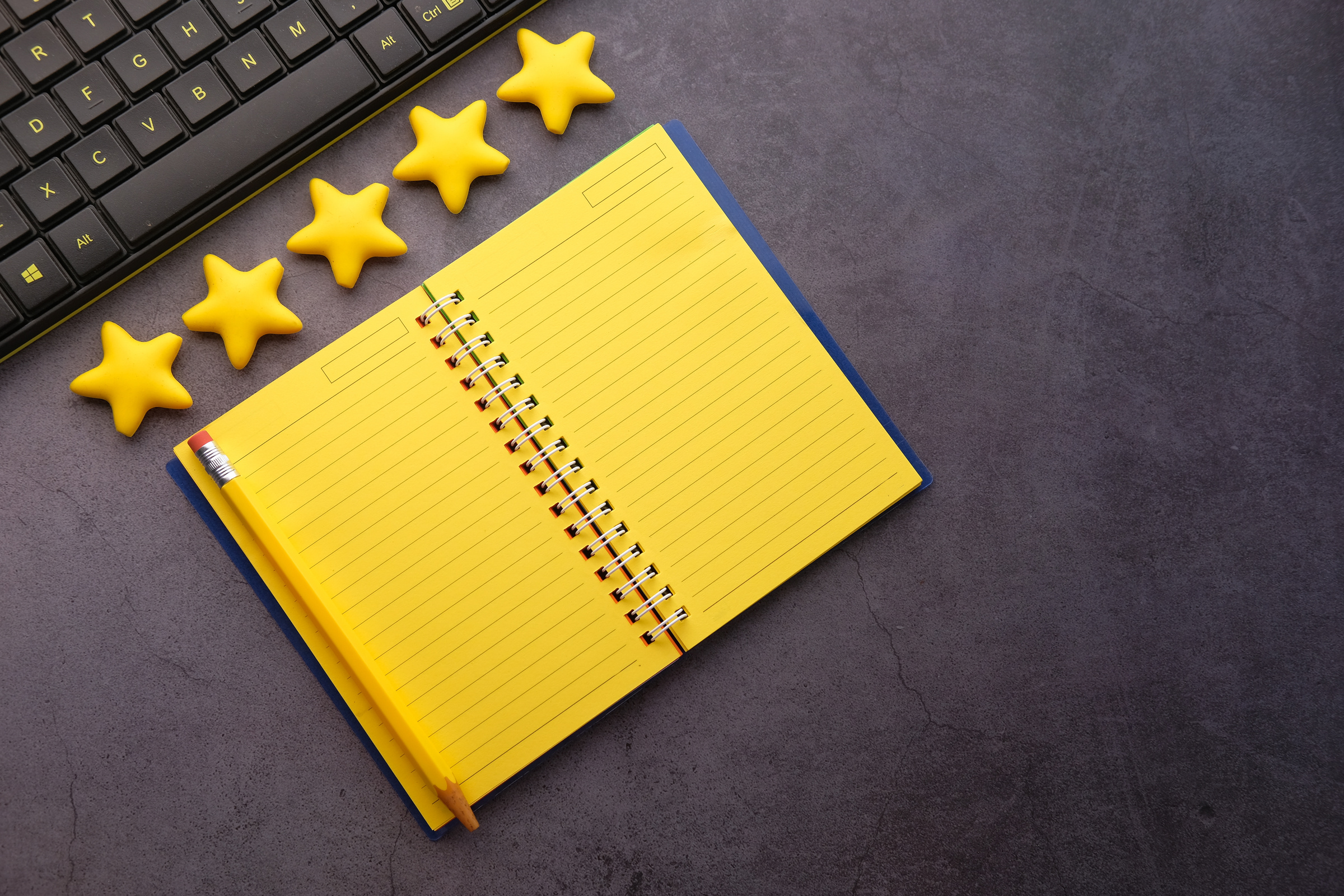 Customer Review Concept.. Rating Golden Stars